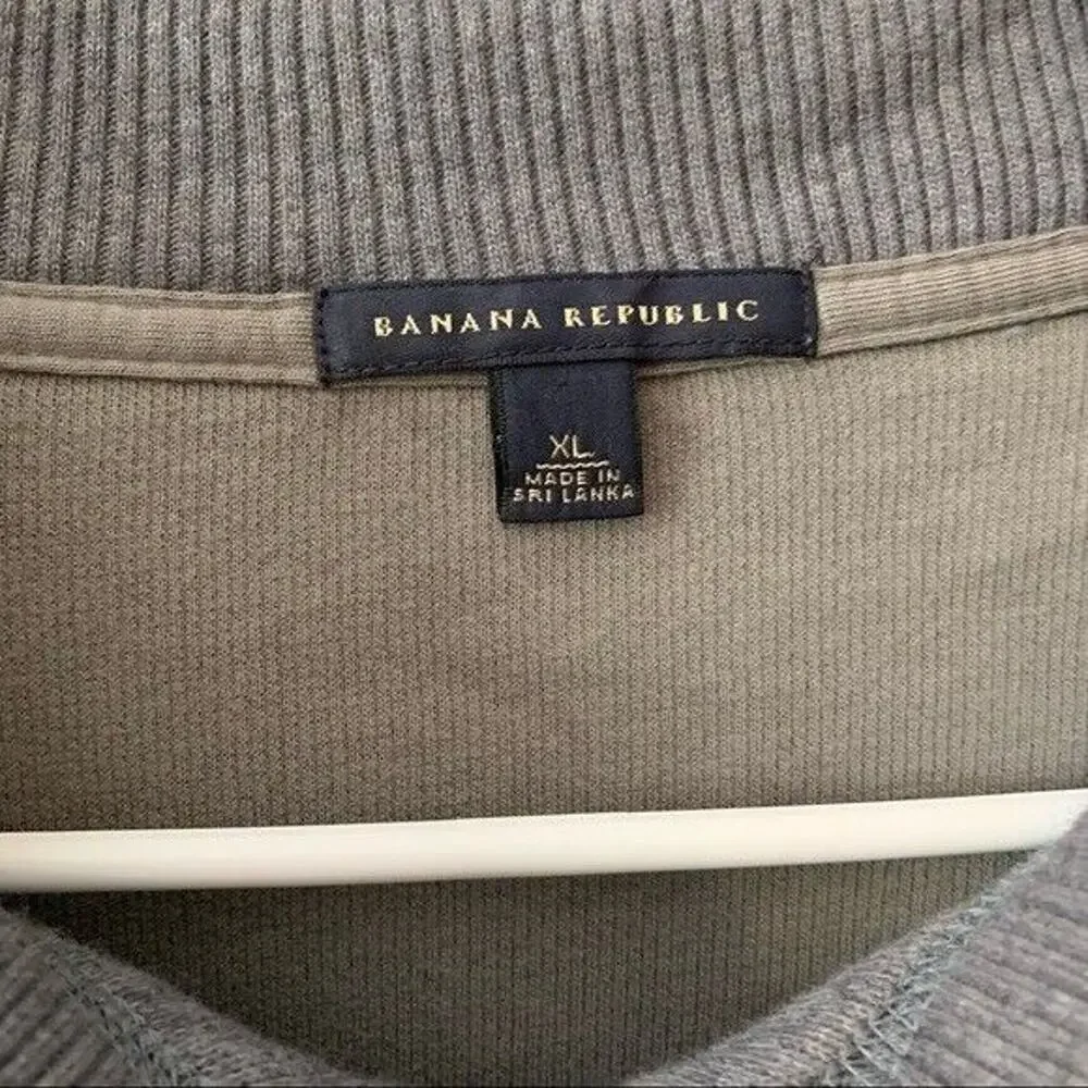 Banana Republic Gray Quarter Zip Cotton Pull Over Sweater MENS SIZE XL